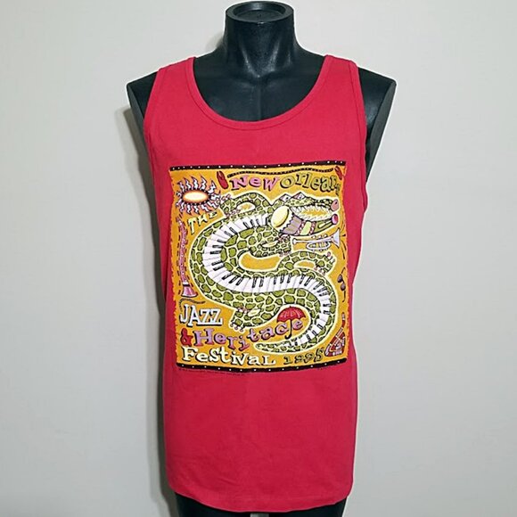 1995 New Orleans Jazz Fest Tank Top XL Tee Vintage 90s Music Festival T Shirt - Picture 3 of 9
